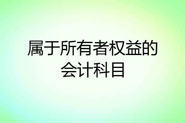 属于所有者权益的会计科目