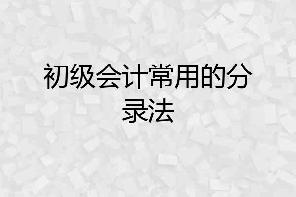 初级会计常用的分录法