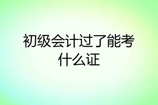 初级会计过了能考什么证