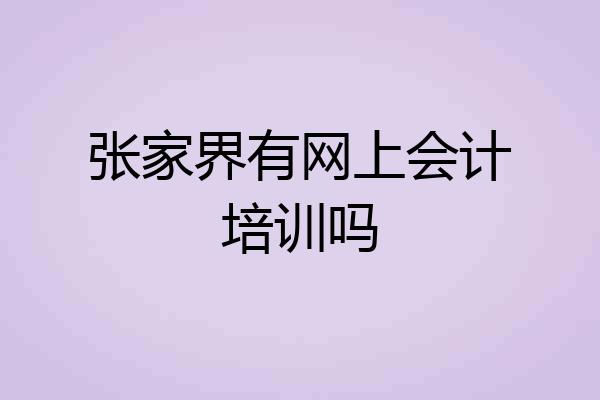 张家界有网上会计培训吗