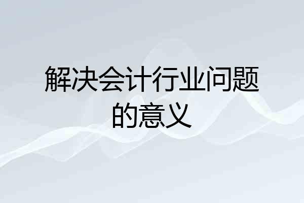 解决会计行业问题的意义