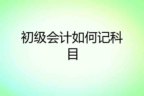 初级会计如何记科目