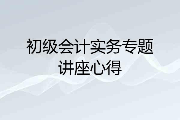 初级会计实务专题讲座心得