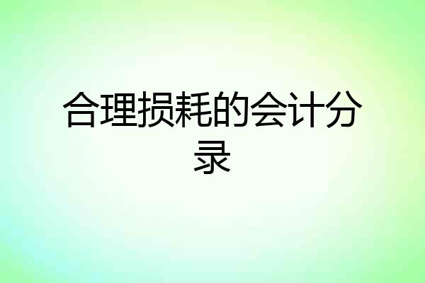 合理损耗的会计分录