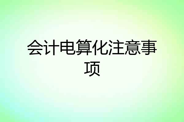 会计电算化注意事项