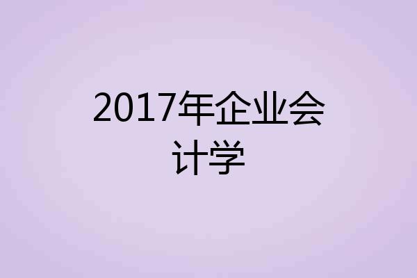 2017年企业会计学