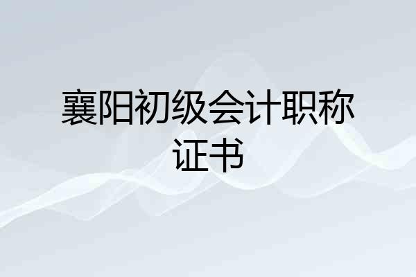 襄阳初级会计职称证书