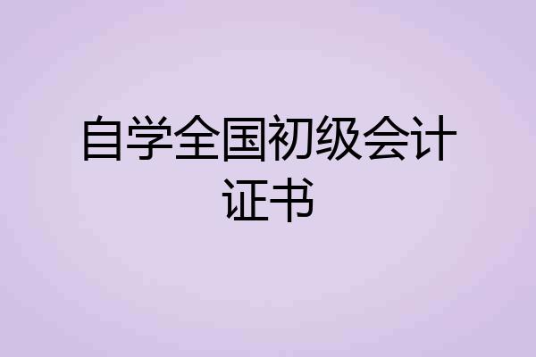 自学全国初级会计证书