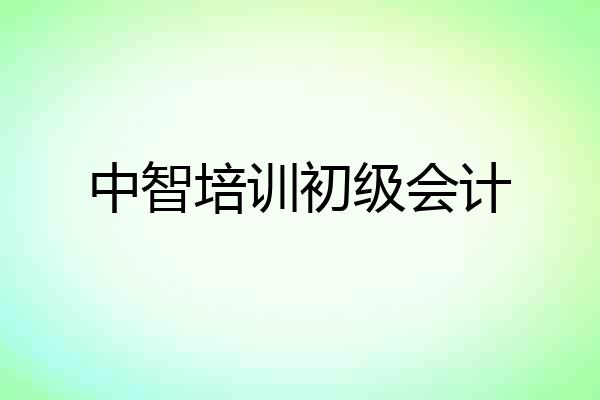 中智培训初级会计