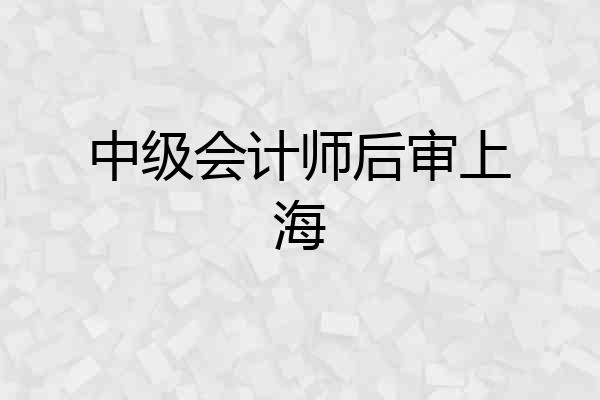 中级会计师后审上海