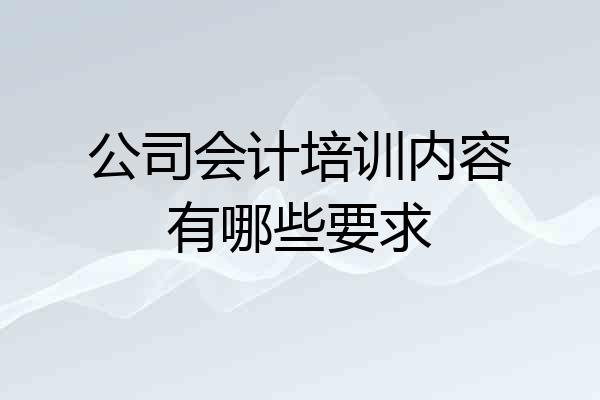 公司会计培训内容有哪些要求