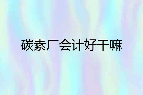 碳素厂会计好干嘛