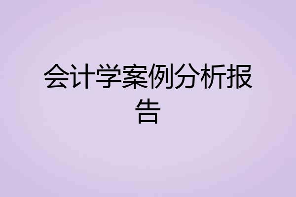 会计学案例分析报告