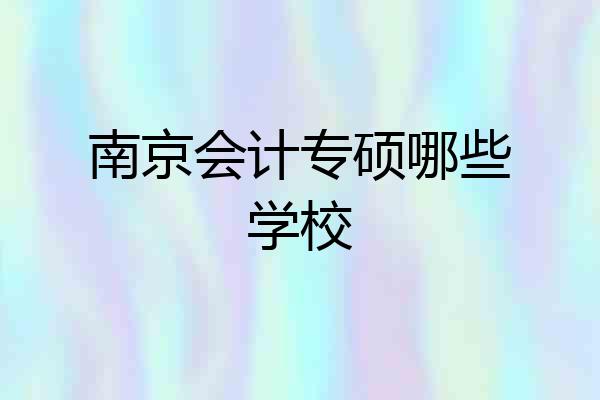 南京会计专硕哪些学校