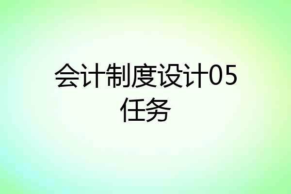 会计制度设计05任务