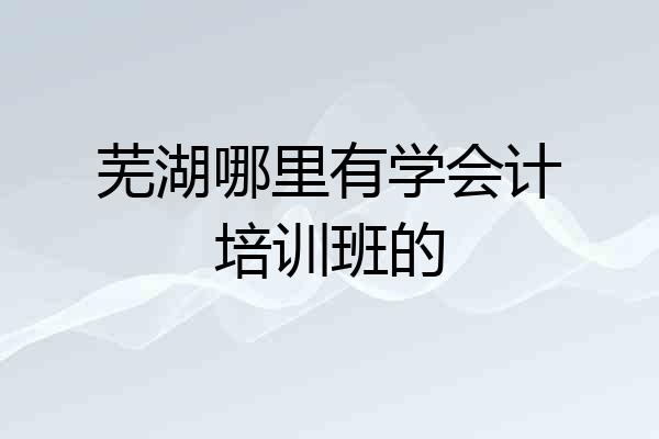 芜湖哪里有学会计培训班的