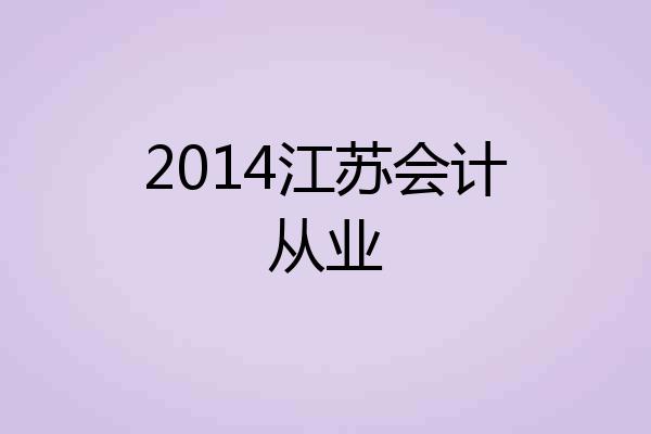 2014江苏会计从业