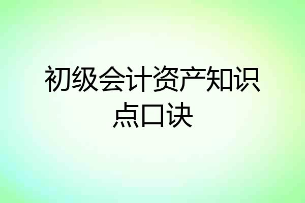 初级会计资产知识点口诀