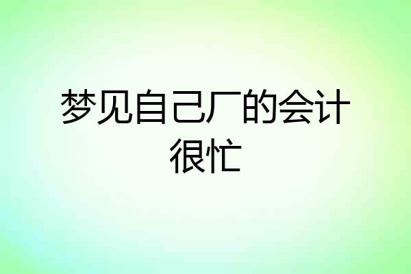 梦见自己厂的会计很忙