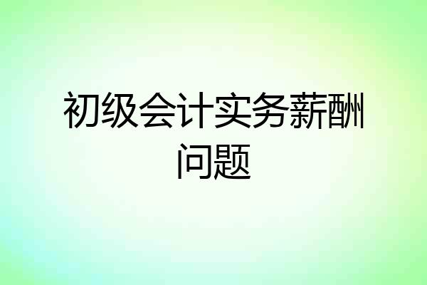 初级会计实务薪酬问题