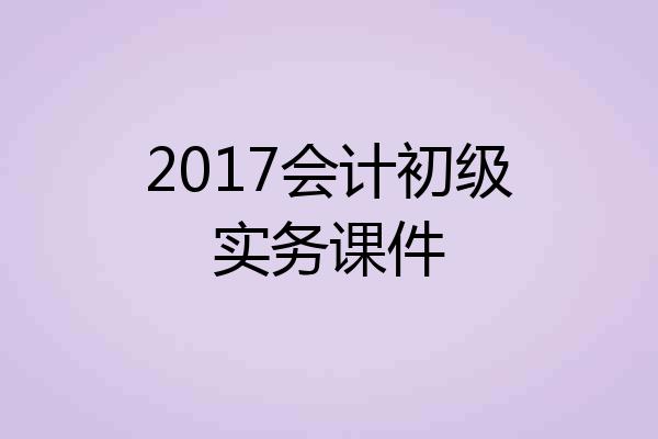 2017会计初级实务课件