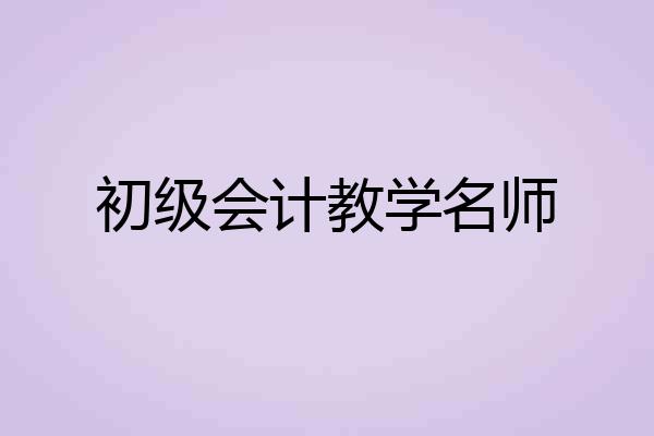 初级会计教学名师