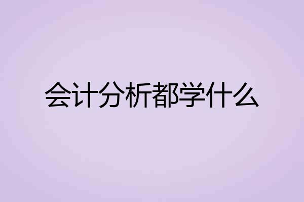 会计分析都学什么