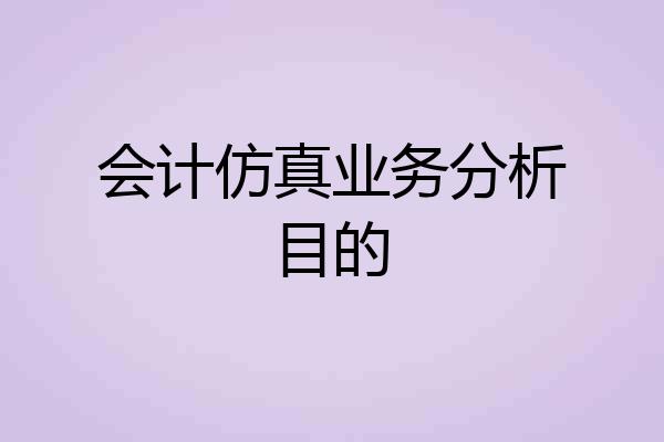 会计仿真业务分析目的