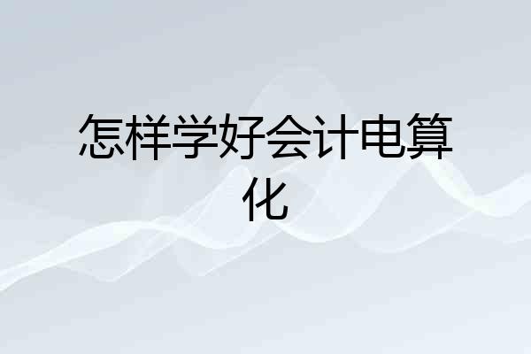 怎样学好会计电算化