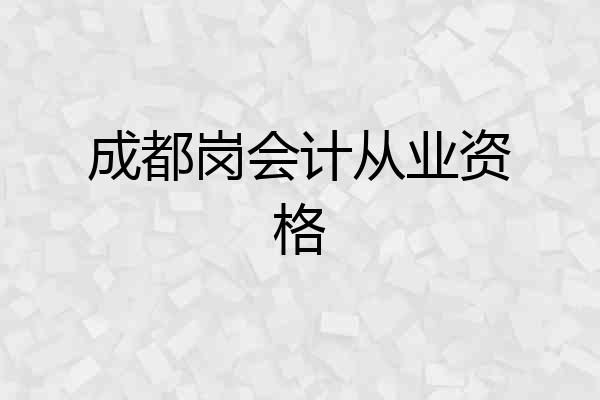 成都岗会计从业资格