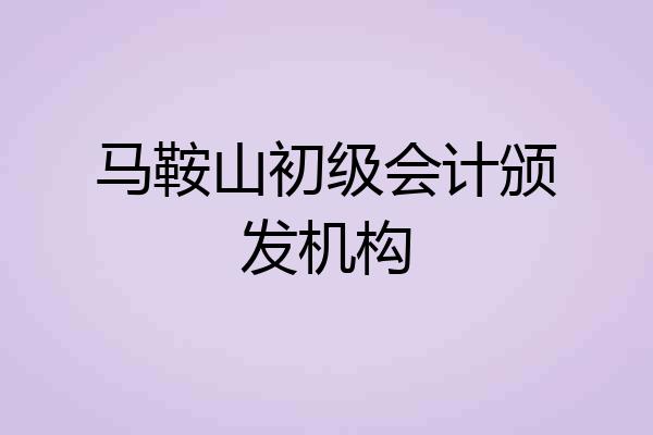 马鞍山初级会计颁发机构