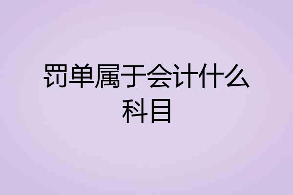 罚单属于会计什么科目