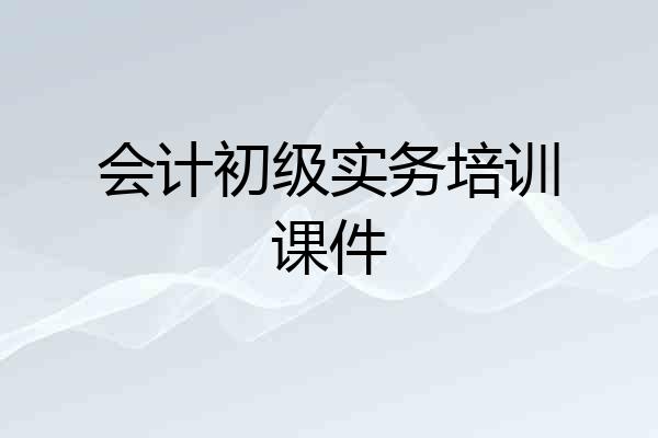 会计初级实务培训课件