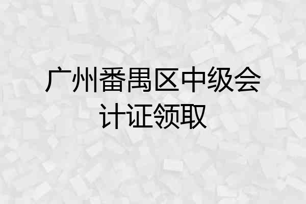 广州番禺区中级会计证领取