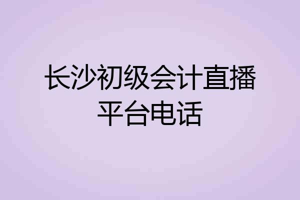长沙初级会计直播平台电话