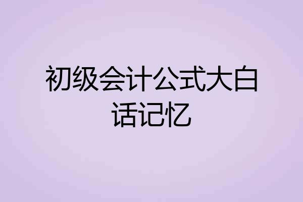 初级会计公式大白话记忆