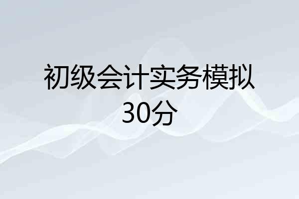 初级会计实务模拟30分