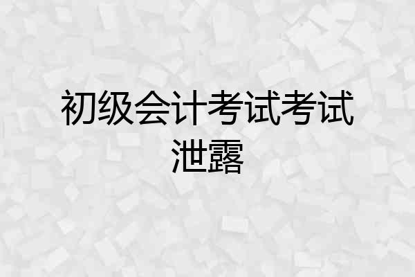 初级会计考试考试泄露