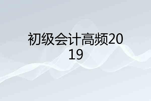 初级会计高频2019