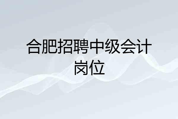 合肥招聘中级会计岗位