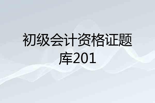 初级会计资格证题库201