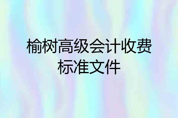 榆树高级会计收费标准文件