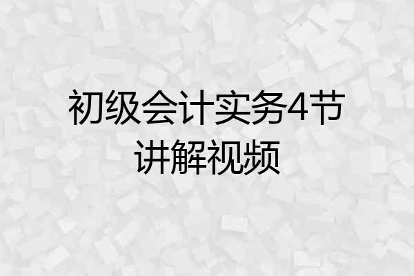 初级会计实务4节讲解视频