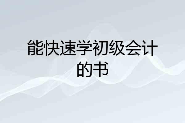 能快速学初级会计的书