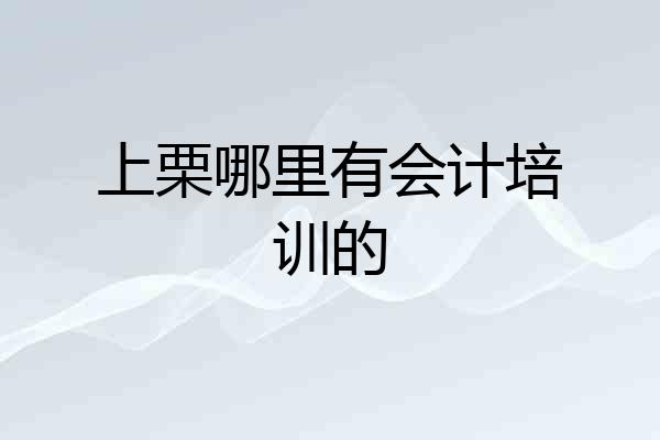 上栗哪里有会计培训的