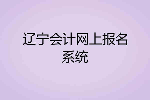 辽宁会计网上报名系统
