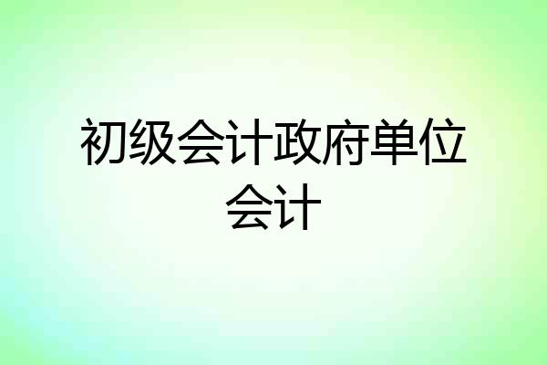 初级会计政府单位会计