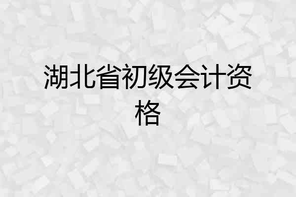 湖北省初级会计资格