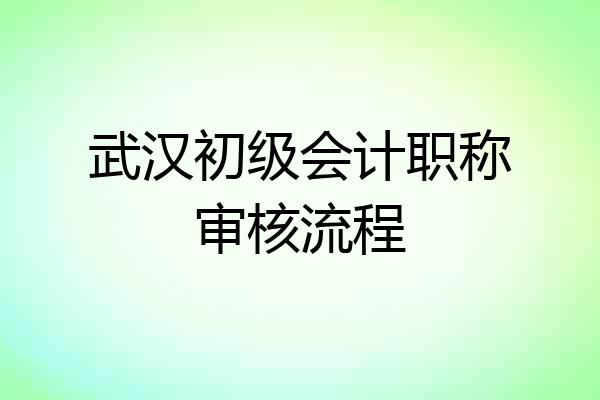 武汉初级会计职称审核流程