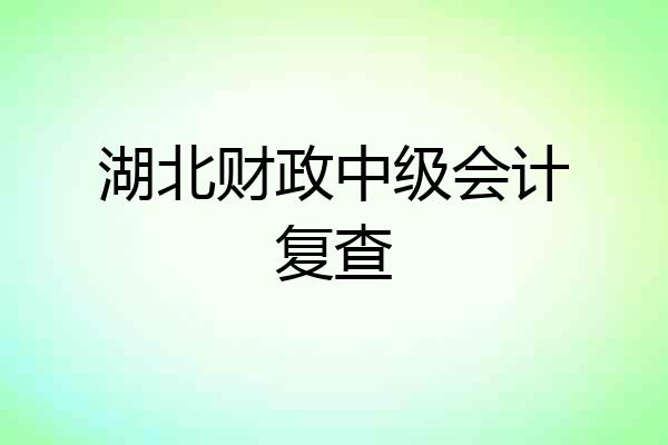 湖北财政中级会计复查